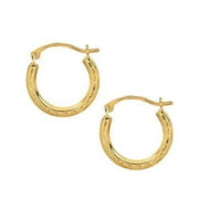 Jewelstop 10K Yellow Gold Tubular Hoop Round Hoop Fancy Earrings