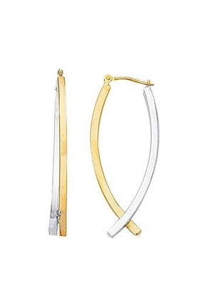 Jewelstop 14K 2 Tone Gold Long Drop Earrings - 4 mm X 40 mm, 2.2gr.