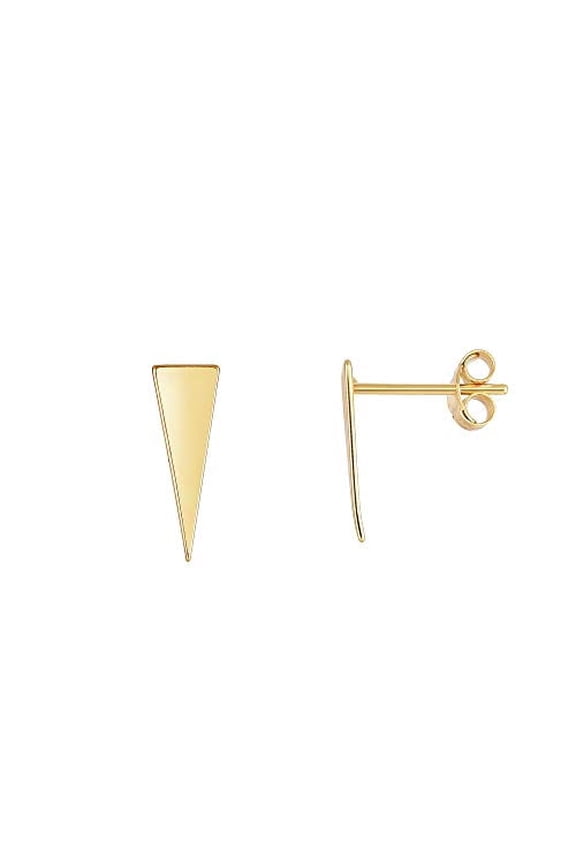 Jewelstop 14K High Polished Solid Yellow Gold Shiny 3 Point Triangle Long Stud Earrings With Push Back Clasp