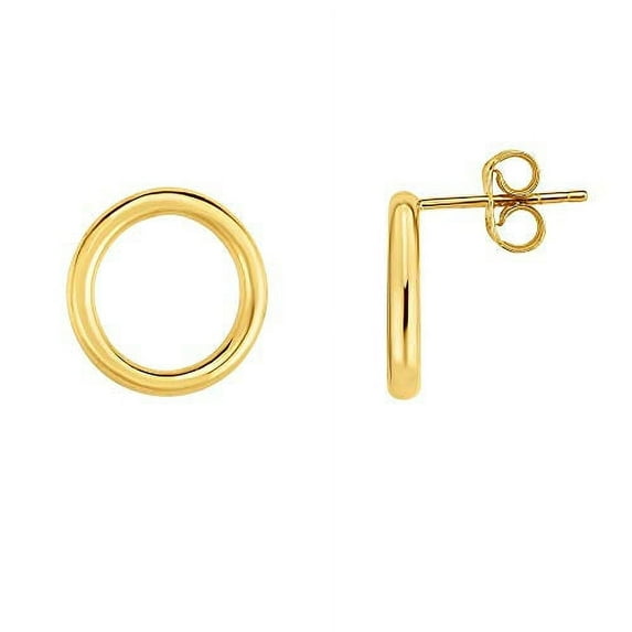 Jewelstop 14K High Polished Yellow Gold 2x13mm Shiny Round Stud Earrings, Push Back Clasp, 1.1gr.