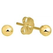 JEWELSTOP DESIGNER JEWELRY FOR LESS Jewelstop 14K Real Yellow Gold Stud Ball Earrings, Gold Friction Backs - 2 mm