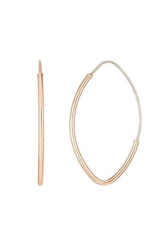 Jewelstop 14K Rose Gold 35x20mm Shiny Marquise Hoop Fancy Earrings with Slide Clasp