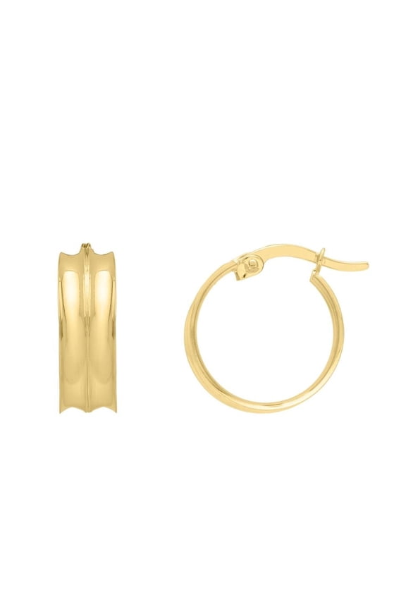 Jewelstop 14K Yellow Gold Polished Finish Large Concave Hoop Earrings with Hinged Clasp