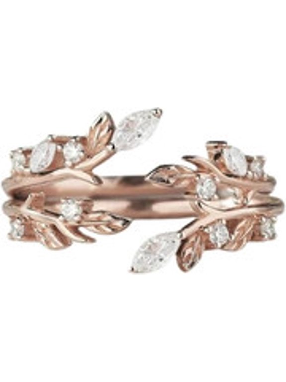 Created 1 Ct Lab Created Diamond Leaf Branch Wedding Band Ring 14K Rose Gold Finish 925 Silver
