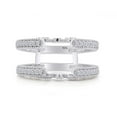 thumbnail image 1 of Jewelsyard Created Round Cut Moissanite White Diamond 925 Sterling Silver 14K White Gold Finish Millgrain Cathedral Ring Enhancer Guard Ring For Women, 1 of 1