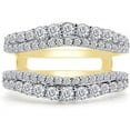 thumbnail image 1 of Jewelsyard Created Round Cut Moissanite White Diamond 925 Sterling Silver 14K Yellow Gold Finish Double Row Curved Wedding /Engagement Warp Guard Enhancer Ring For Women, 1 of 1