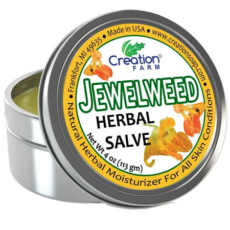 Jewelweed Herbal Salve Tin 4 oz - Itchy Rashes, Red Patchy Skin, Bug Bites, Burns and Wound Salve.