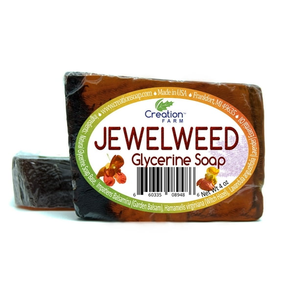 Jewelweed Soap for Poison Ivy Wash and Soothing 4oz Bar (Two 4 oz Bar Pack)