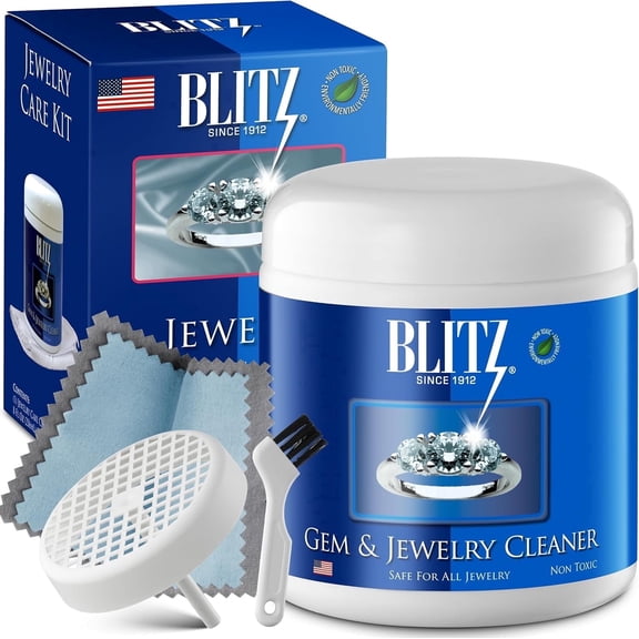 Blitz Jewelry Care Kit with 8 oz Gem and Jewelry Cleaner and Polishing Cloth, 1 ct