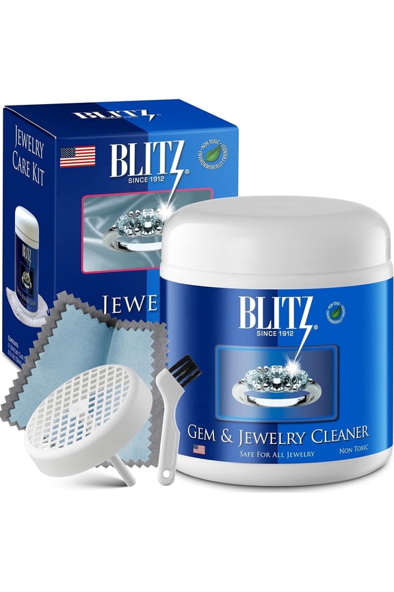 Jewelry Care Kit with 8 oz Gem and Jewelry Cleaner and Polishing Cloth, 1 ct