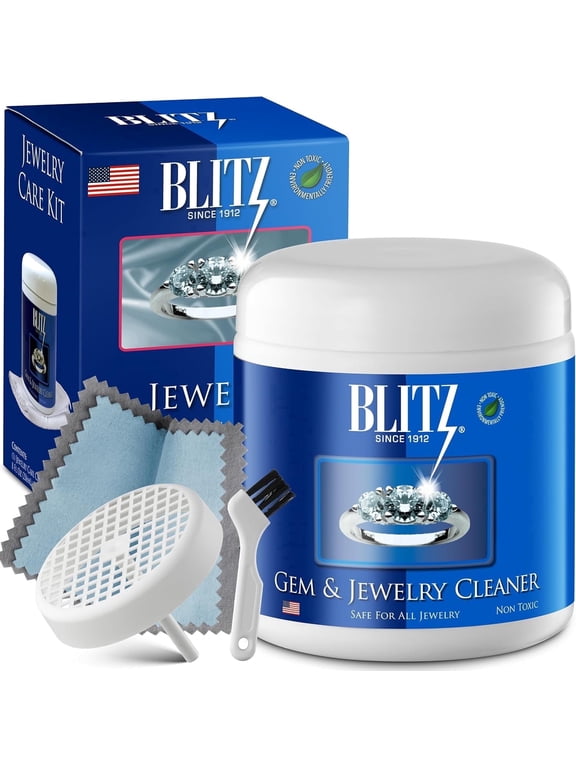 Jewelry Care Kit with 8 oz Gem and Jewelry Cleaner and Polishing Cloth, 1 ct