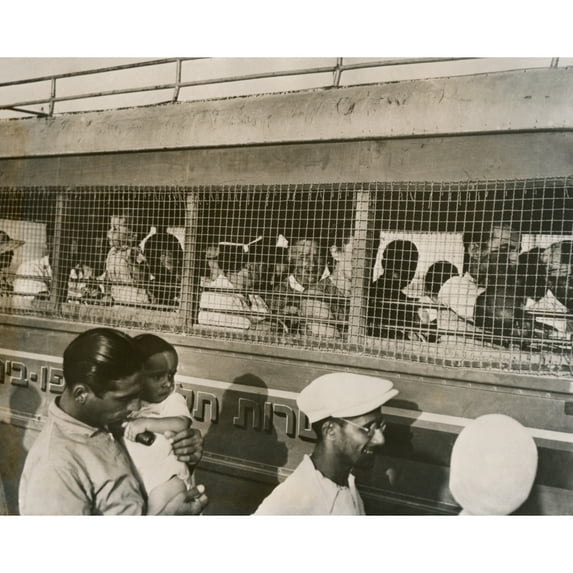 Jewish Bus Traveling Between Villages In Palestine. Its Windows Are Screened To Protect Against Rocks Or Others Missiles