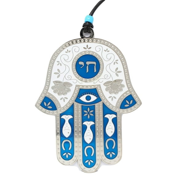 Jewish Chai Living Good Luck Home Wall Decor Multicolor Hamsa Hand - Large