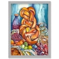 thumbnail image 1 of Jewish Challah Bread And Fruit Folk Art Watercolour Painting Artwork Framed Wall Art Print A4, 1 of 4