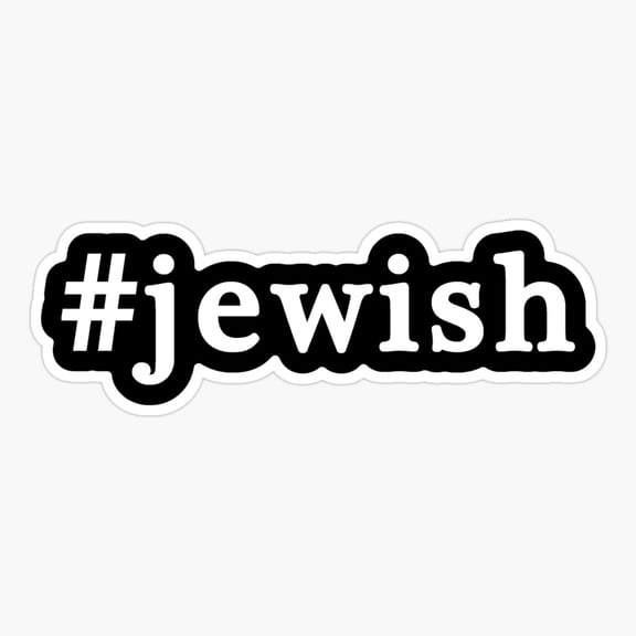 Jewish - Hashtag - Black & White Sticker