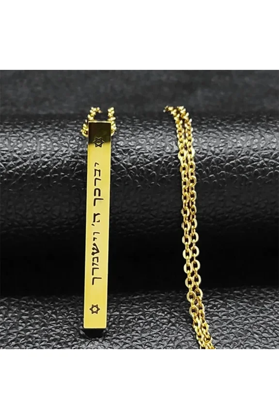 Jewish Hexagram 14K Yellow Gold Chain Necklace Star of David Israel Necklaces Mezuzah Religion Amulet Jewelry collier