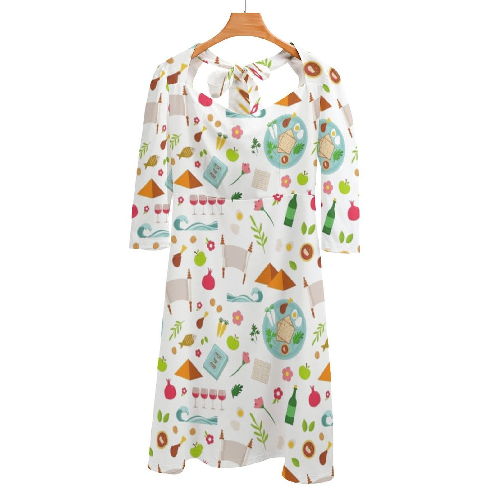 Jewish Holiday Of Passover Back Lacing Backless Dress Square Neck Dress ...