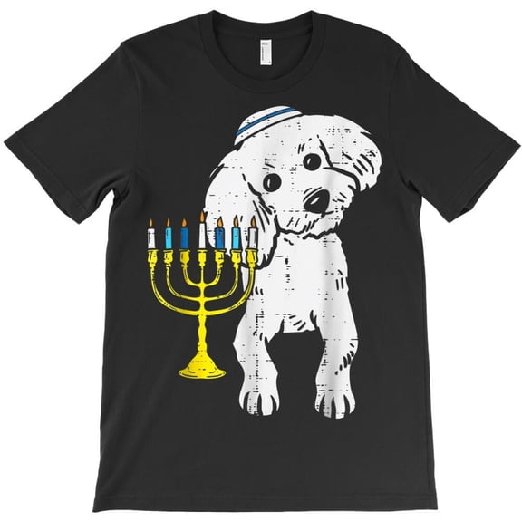 Jewish Poodle Dog Menorah Funny Hanukkah Pajamas Chanukah PJs Holiday H13607 Premium Unisex T-Shirt – Extended Sizes Up to 5XL New V12793