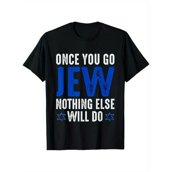 Jewish Pride Cotton T-Shirt - 100% Pure, 180gsm, Men's Black Tee with Unique Print - Perfect for Hanukkah & Casual Attire, Machine Washable - Sizes S to XXXL, Jewish T-Shirt