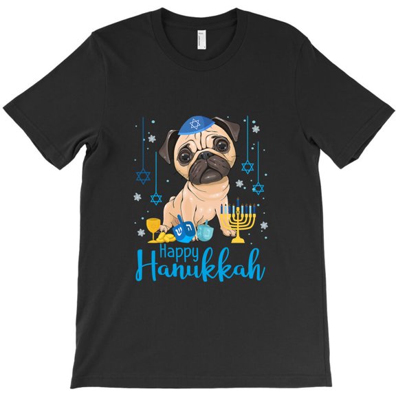 Jewish Pug Dog Menorah Hat Chanukah Hanukkah Jewish Xmas Pre Themed G34038 Unisex T-Shirt, Up to Size 5XL