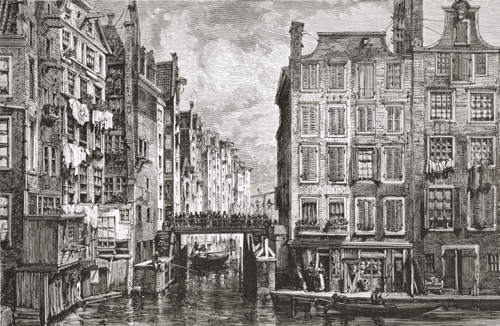 The Jewish Quarter Amsterdam The Netherlands In The 19Th Century From Pictures From Holland By Richard Lovett Published 1887 Canvas Art - Ken Welsh Design Pics (19 x 12)