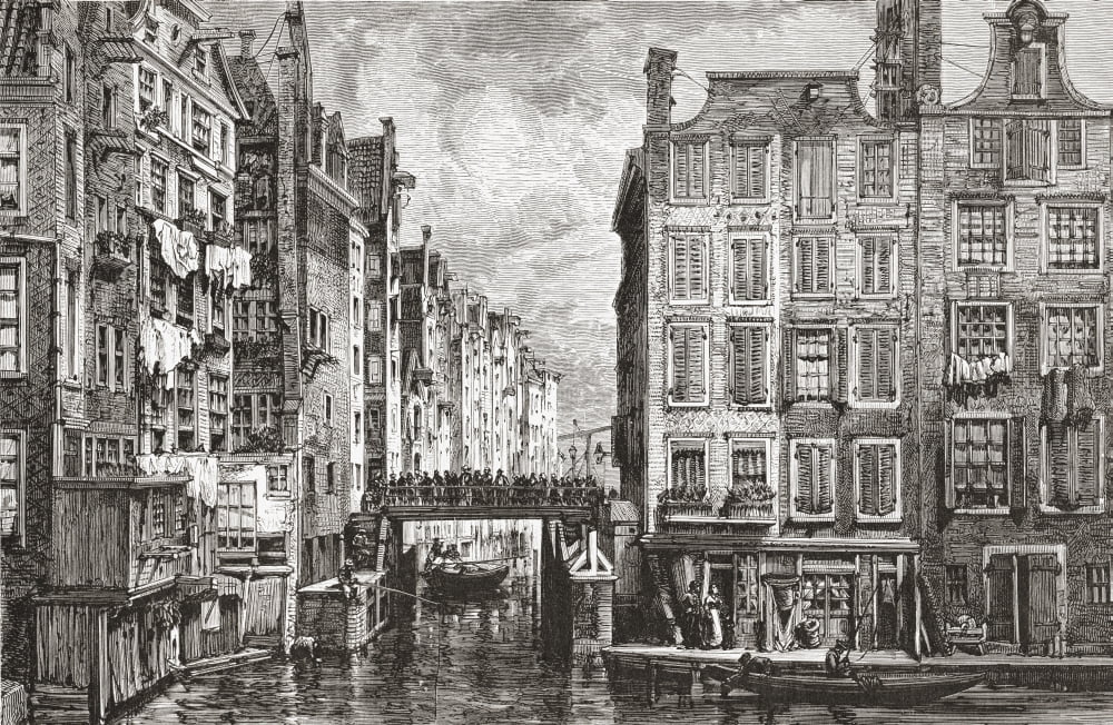 The Jewish Quarter Amsterdam The Netherlands In The 19Th Century From Pictures From Holland By Richard Lovett Published 1887 Canvas Art - Ken Welsh Design Pics (38 x 24)