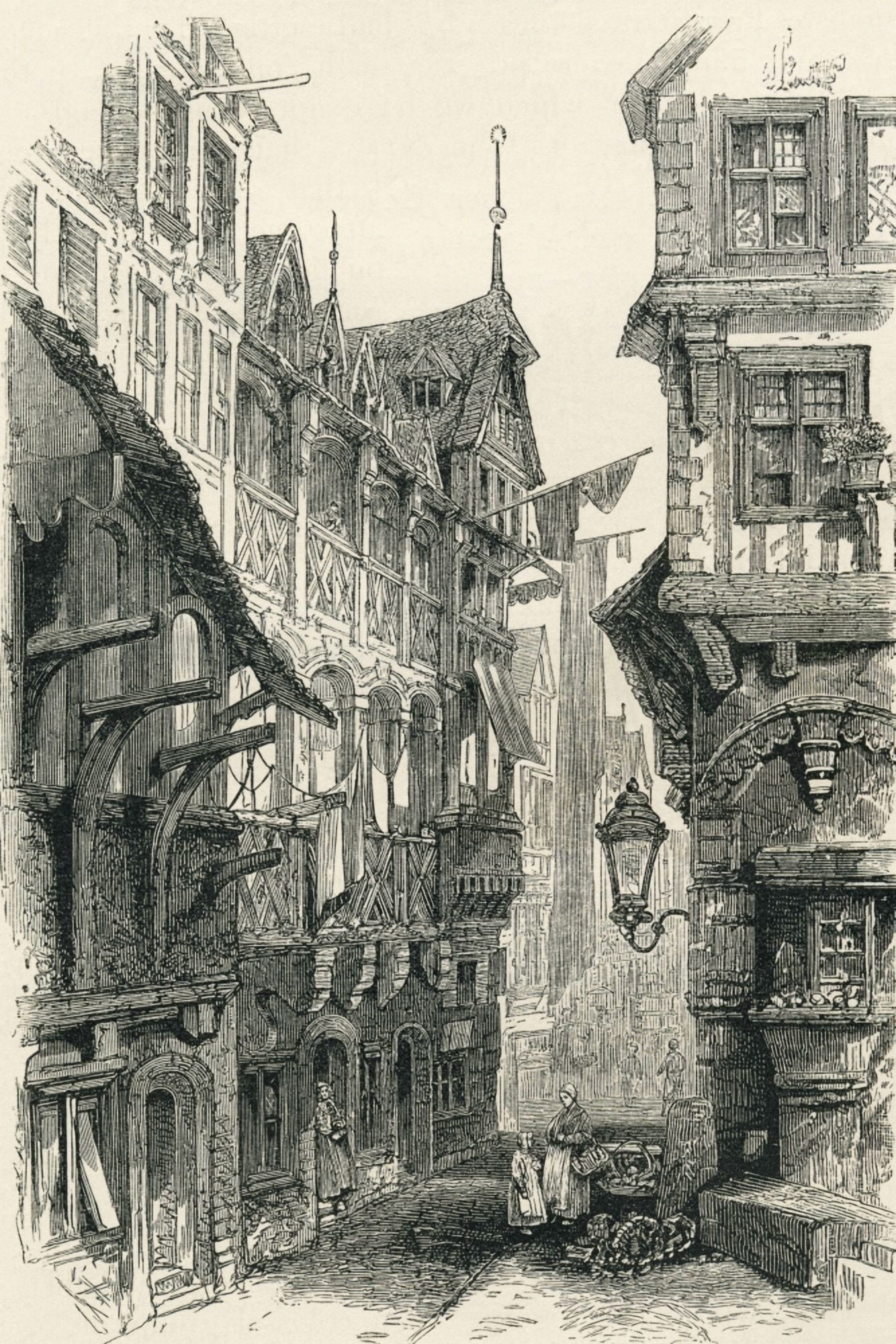 The Jewish Quarter Frankfurt Am Main Hesse Germany In The 19Th Century From Pictures From The German Fatherland Published C1880 Canvas Art - Ken Welsh Design Pics (24 x 36)
