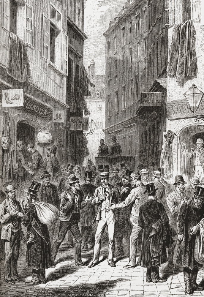The Jewish Quarter Vienna Austria In The 19Th Century From Pictures From The German Fatherland Published C1880 Canvas Art - Ken Welsh Design Pics (24 x 36)