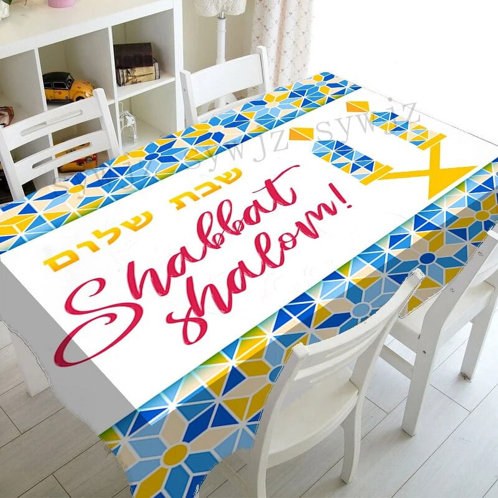 Jewish Sht Tablecloth Sabah Bread Candle Pattern Sht Safe Home Living