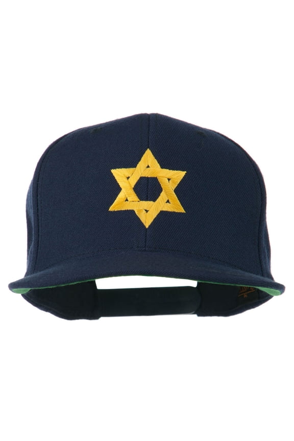 Jewish Star Embroidered Prostyle Snapback Cap - Navy OSFM
