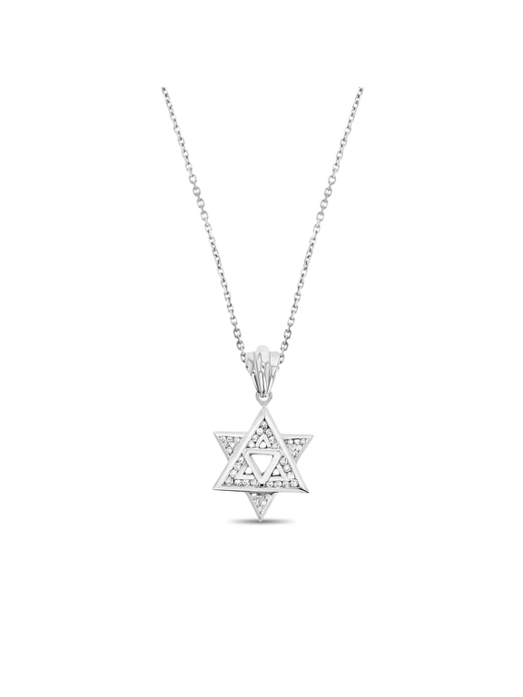 Jewish Star of David Diamond Necklace - 16"