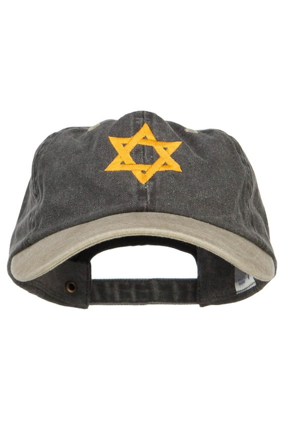 Jewish Star of David Embroidered Two Tone Cap - Black Khaki OSFM