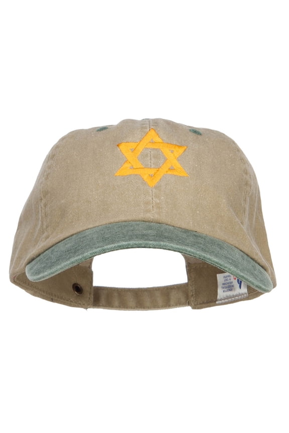 Jewish Star of David Embroidered Two Tone Cap - Khaki Green OSFM