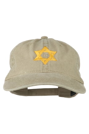 Jewish Star of David Embroidered Washed Cap - Khaki OSFM