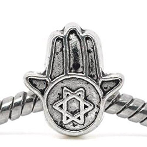 Jewish Star of David Hamsa Hand European Bead Compatible for Most European Snake Chain Bracelet