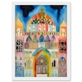 thumbnail image 1 of Jewish Synagogue Decorated Facade Folk Art Watercolour Painting Artwork Framed Wall Art Print A4, 1 of 4