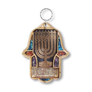Wooden Hamsa Menorah Blessing Wall Plaque