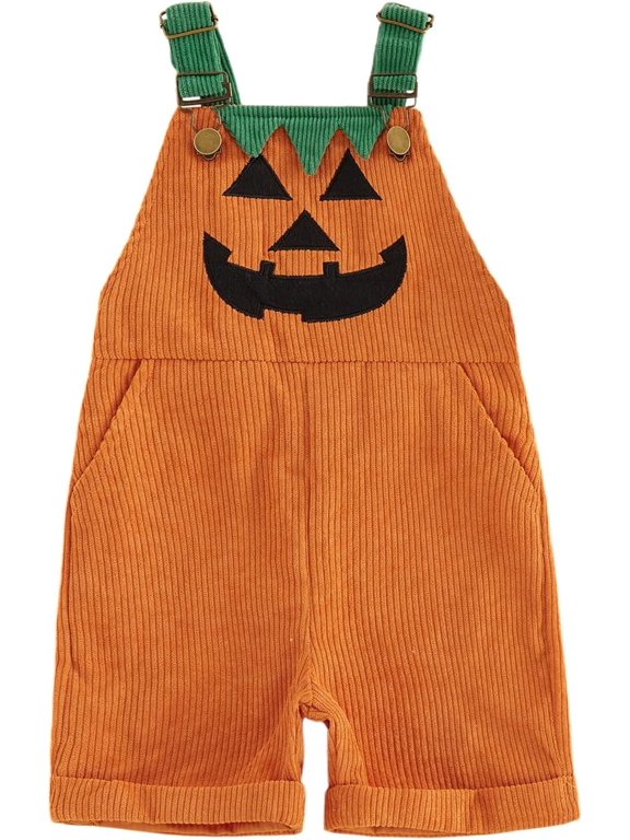 Todd'ler Halloween Overalls, Cute Pumpkin and Ghost Cosplay Corduroy Romper Outfit for B'oy's and G'irl's, Fall Festival Halloween Clothes