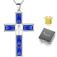 thumbnail image 1 of Jewmon 925 Sterling Silver Birthstone Cross Necklace for Men 5A Cubic Zirconia Baguette Birthstone Necklace for Women September Birthday Gifts, 1 of 10