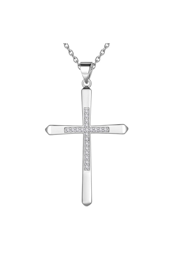 Cross Necklace for Women 5A Cubic Zirconia 925 Sterling Silver Cross Chain Pendant Religious Jewelry Christmas Necklace Gifts for Mom Wife