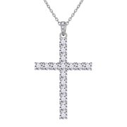 Jewmon 925 Sterling Silver Cross Necklace for Women 5A Cubic Zirconia Cross Pendant Chain Christian Christmas Jewelry Gifts for Mom Wife Girlfriend