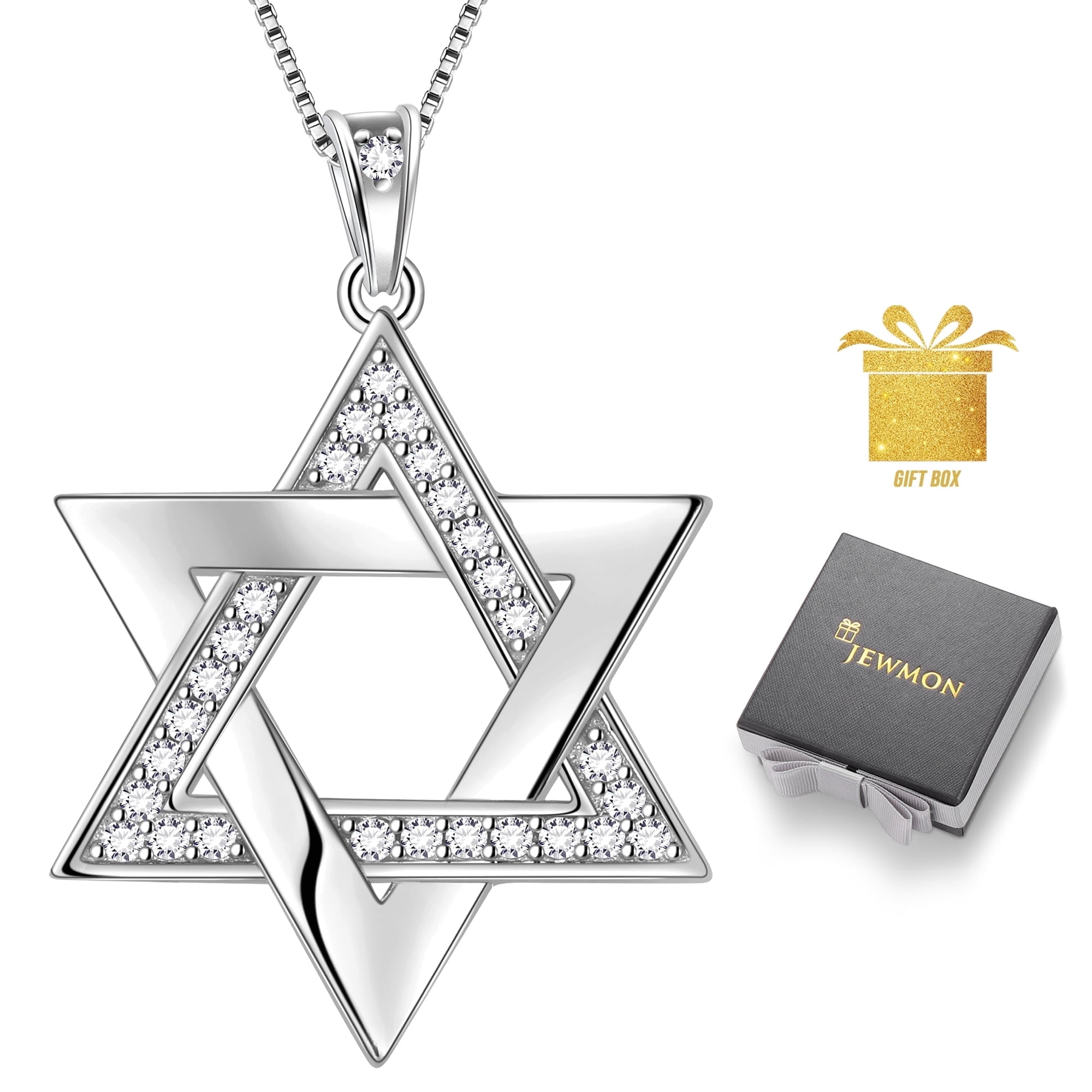 Jewmon  925 Sterling Silver Star of David Necklace for Women Men Magen David Star Pendant Jewish Mothers Day  Jewelry Gifts for  Mom Wife