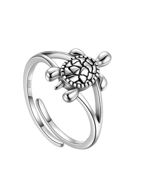 925 Sterling Silver Turtle Ring for Women Adjustable Animal Wrap Open Ring Birthday Christmas Jewelry Gifts for Women