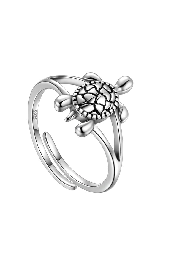 925 Sterling Silver Turtle Ring for Women Adjustable Animal Wrap Open Ring Birthday Christmas Jewelry Gifts for Women