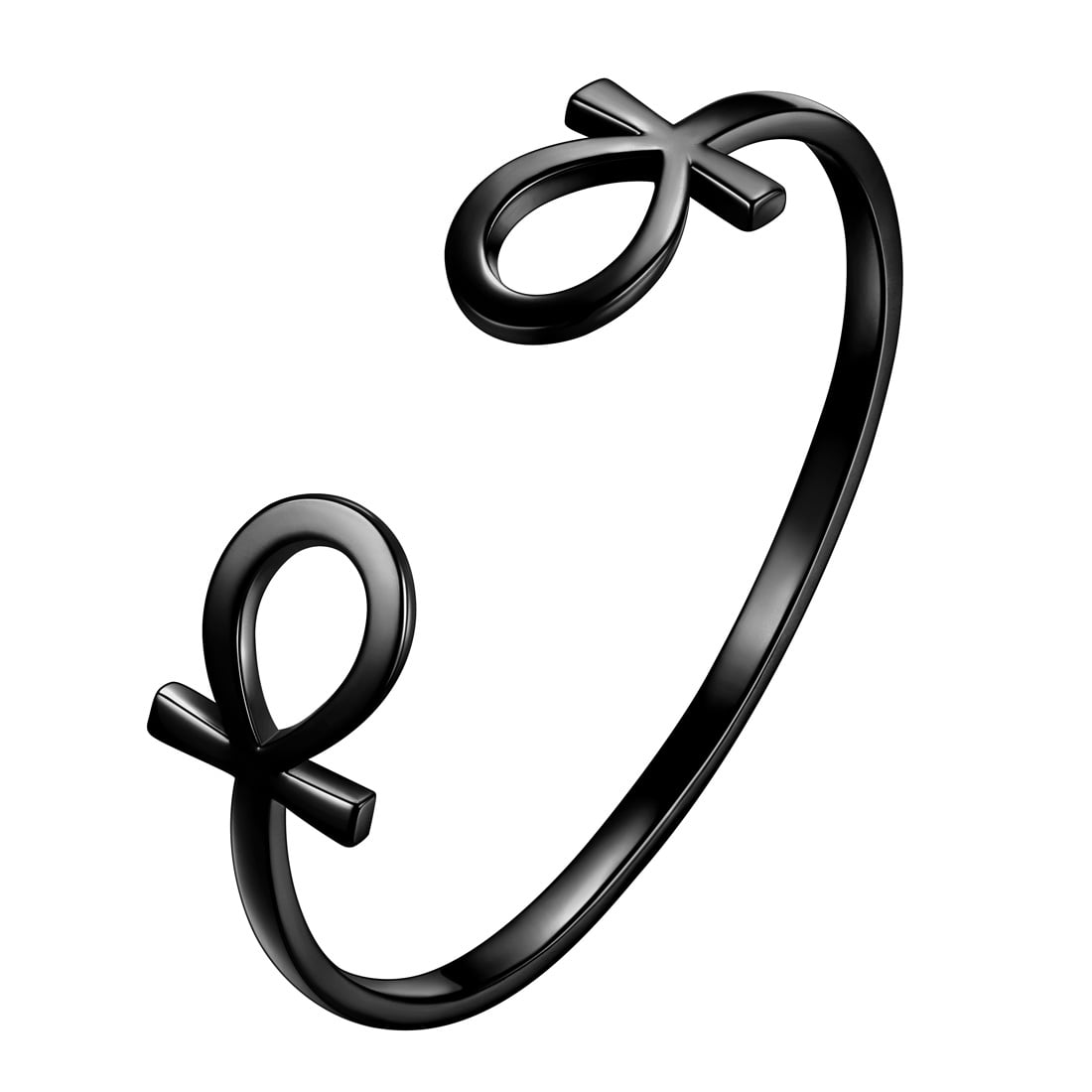 Jewmon Adjustable Double Ankh Cross Bangle Bracelet for Men Women Key