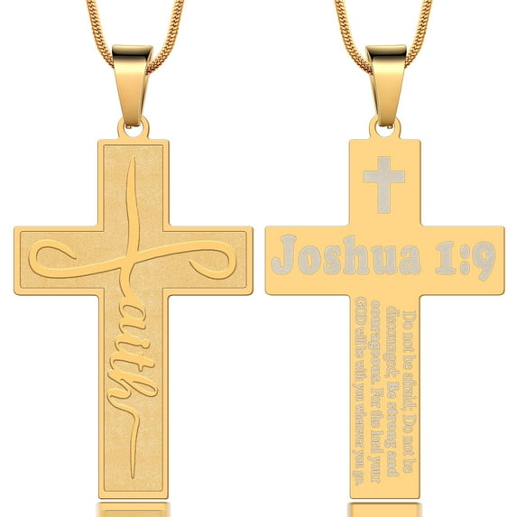 Jewmon Bible Verse Cross Necklace for Men Gold Faith Cross Pendant Necklace Graduation Gifts for Him