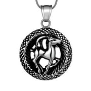Jewmon Capricorn Necklace Zodiac Star Sign Round Coin Disc Pendant Horoscope Jewelry Gifts Christmas Gifts for Men Women
