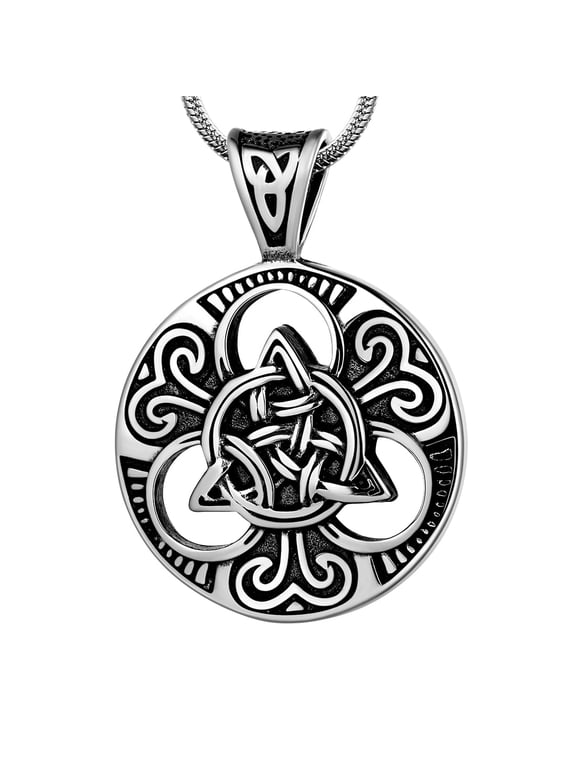 Celtic Knot Necklace Men Trinity Knot Viking Round Pendant Stainless Steel Irish Jewelry Father Day Gifts Idea