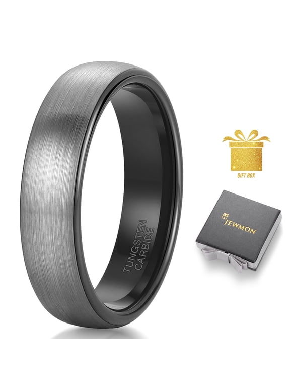 Mens Tungsten Wedding Band Brushed Black Tungsten Carbide Promise Ring Christmas Jewelry Gifts for Him