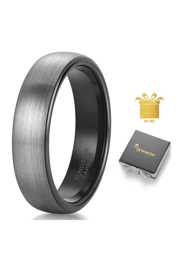 Mens Tungsten Wedding Band Brushed Black Tungsten Carbide Promise Ring Christmas Jewelry Gifts for Him
